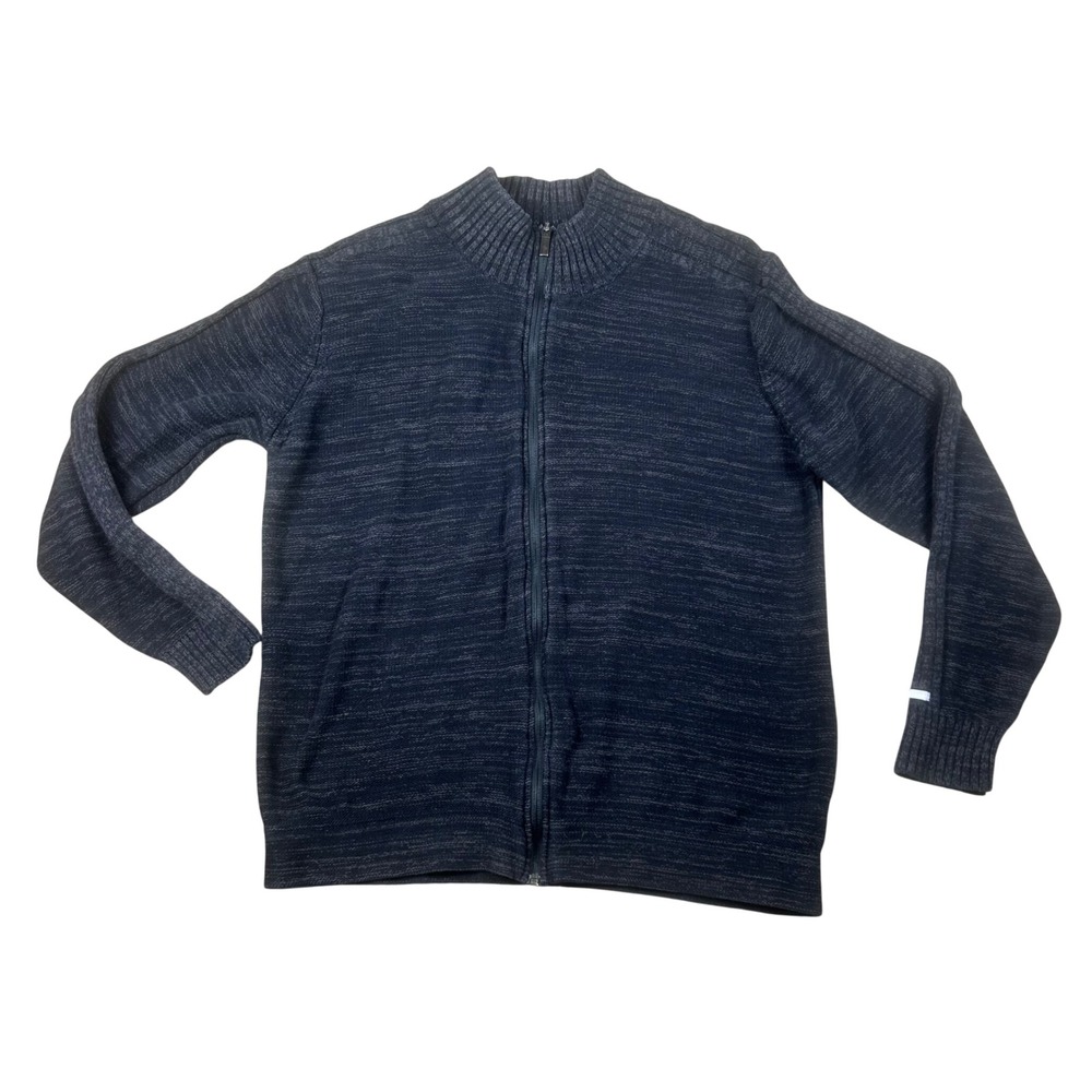Columbia Mens Full Zip Mock Neck Cotton Sweater Gray Marled AM2904‎ Size L